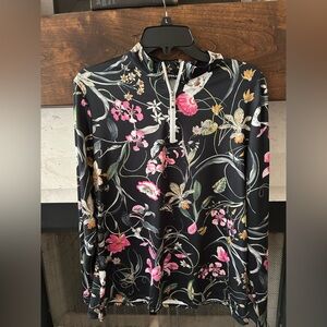 Acegolfs Black Floral 1/4 Zip Women's Top